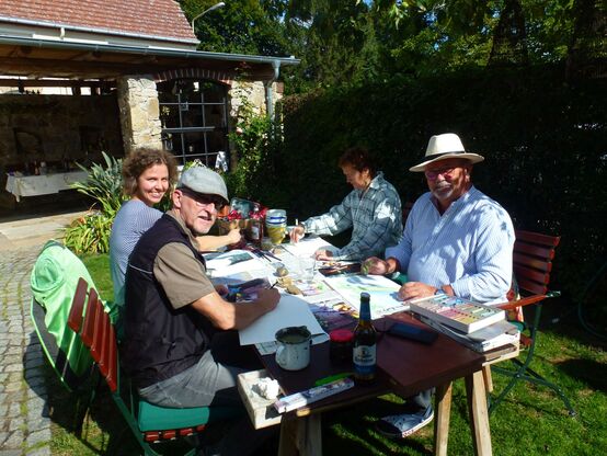 Pinselfreunde 4.0 – Cornelia Reiche, Roland Umlauft, Ute Bachmann und Günther Hensel (v.l.)